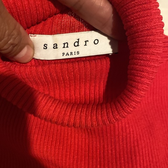 Sandro Vibrant Red Ribbed Top - Picture 2 of 4